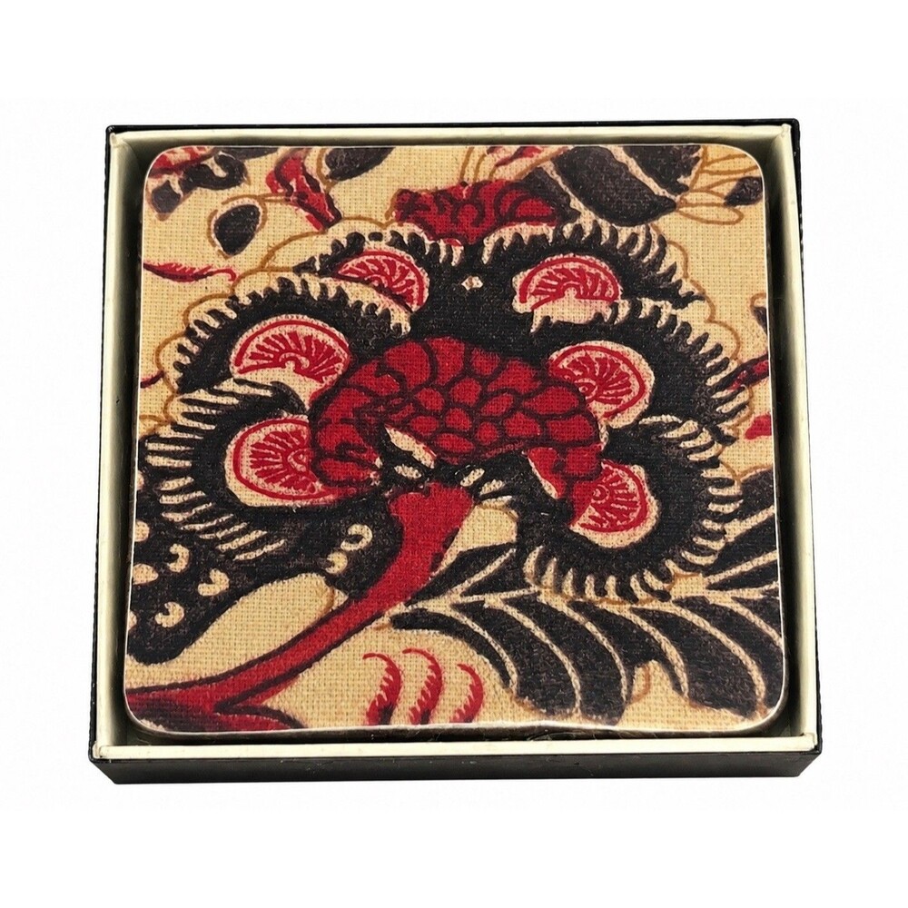 Pottery Barn Jordan Cork Coasters Set of 4 Tan Red Brown Fall Table Decor New